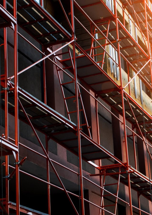 Building Construction With Scaffolding. Works at height Building Construction With Scaffolding. Works at height